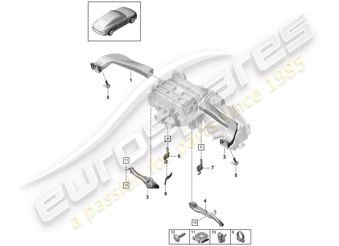 porsche 2018 (panamera 971-1) luftkanal teilediagramm