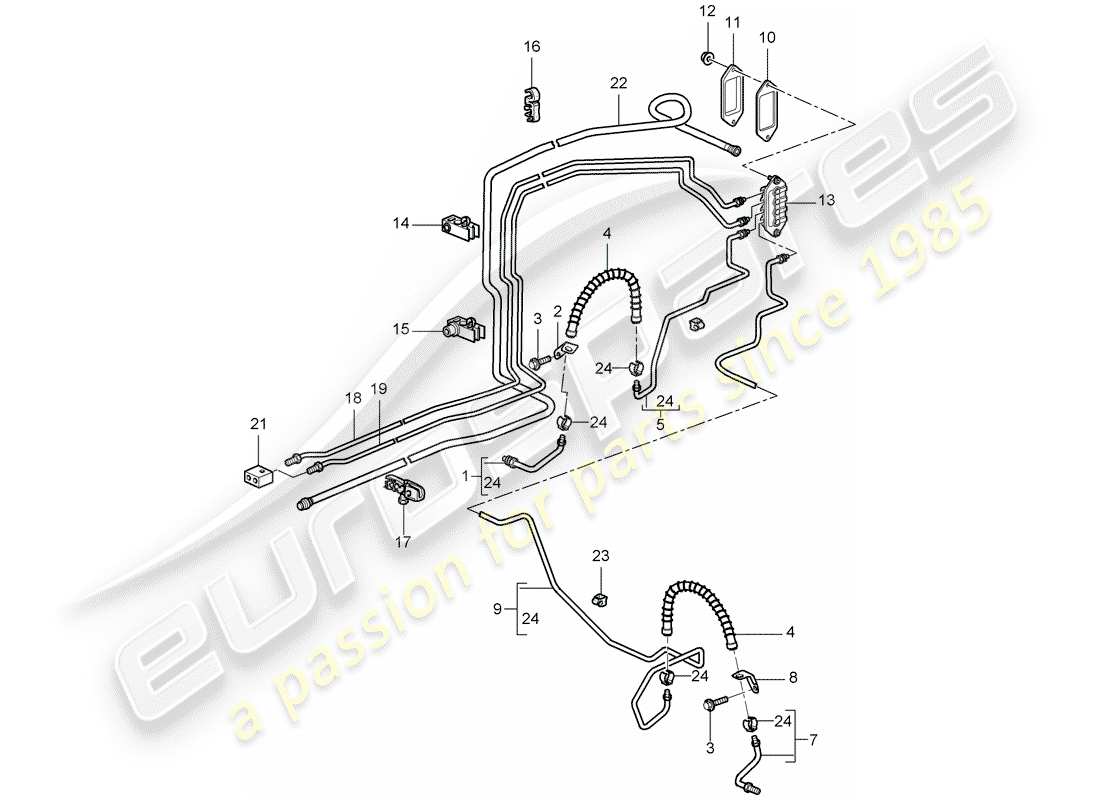 porsche 2007 (997-1 turbo / gt2) bremsleitung ersatzteildiagramm
