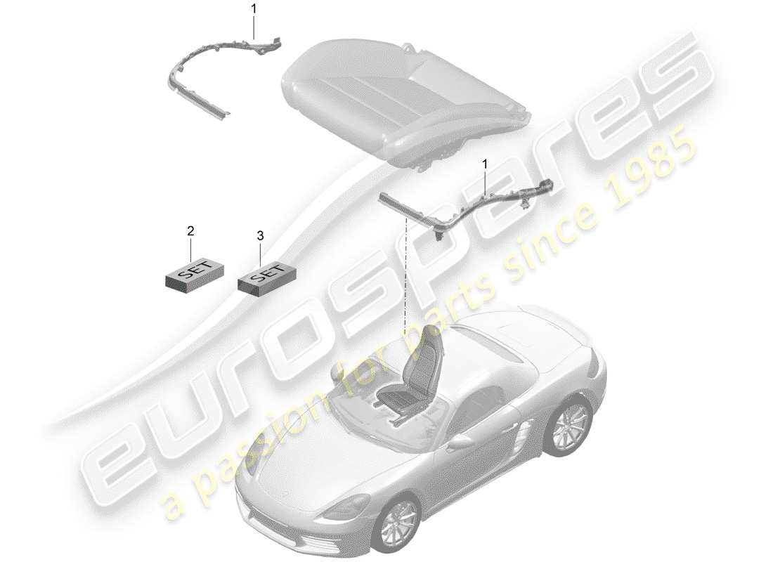 porsche 2017 (718 boxster) polsterung für sitz ersatzteildiagramm