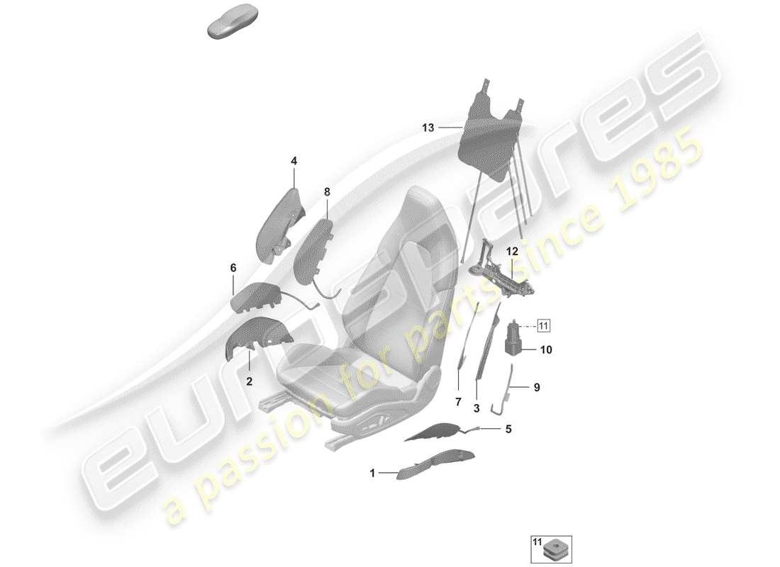 porsche 2020 (992-1) pneumatische komponenten für seat ersatzteildiagramm