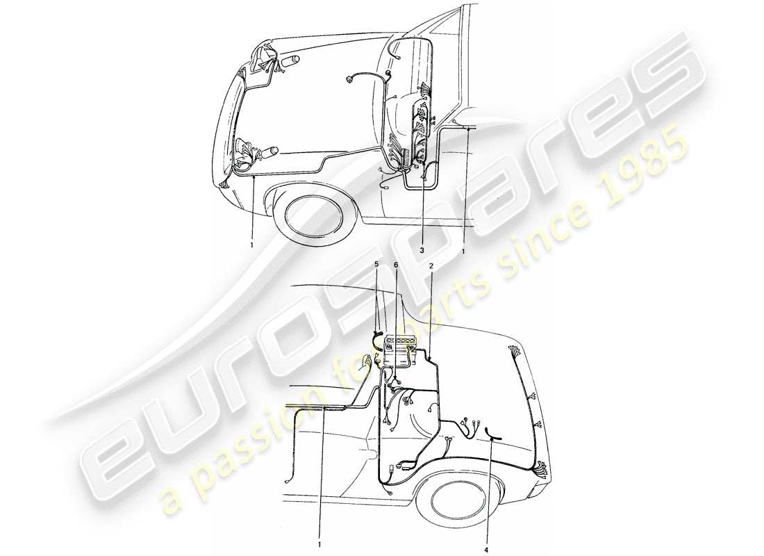 porsche 1973 (914) kabelbäume teilediagramm