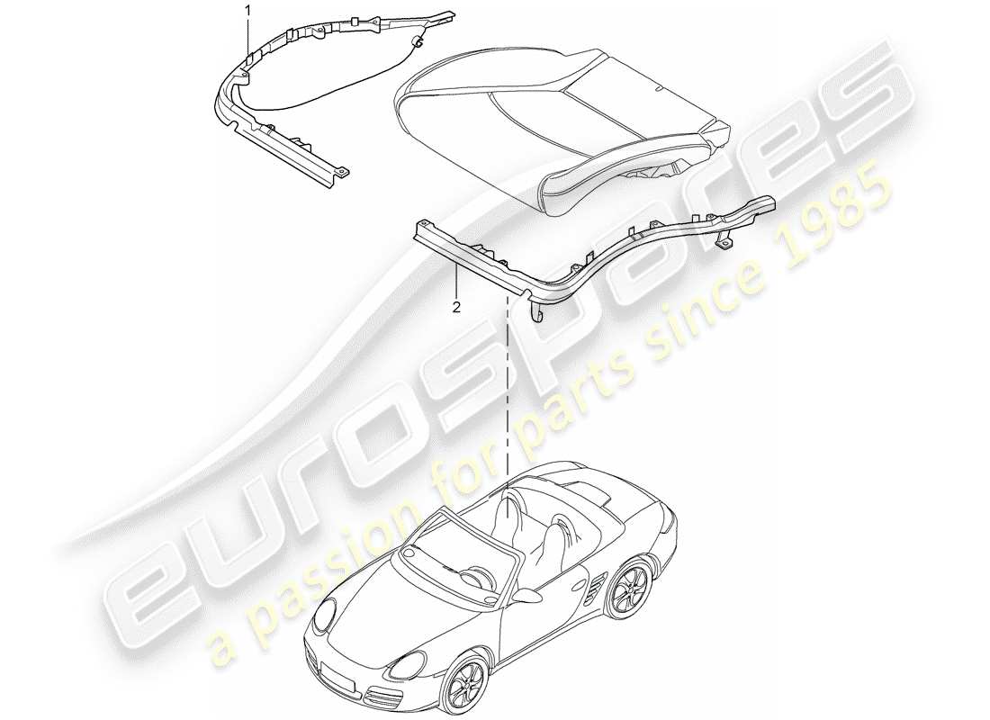 porsche 2012 (987 boxster) kissenträger teilediagramm