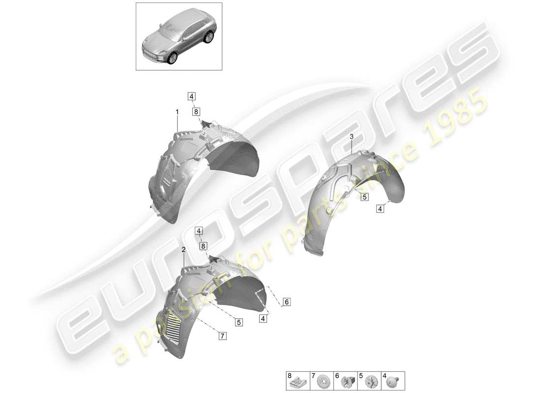 porsche 2020 (macan) wheelhouse protector ersatzteildiagramm