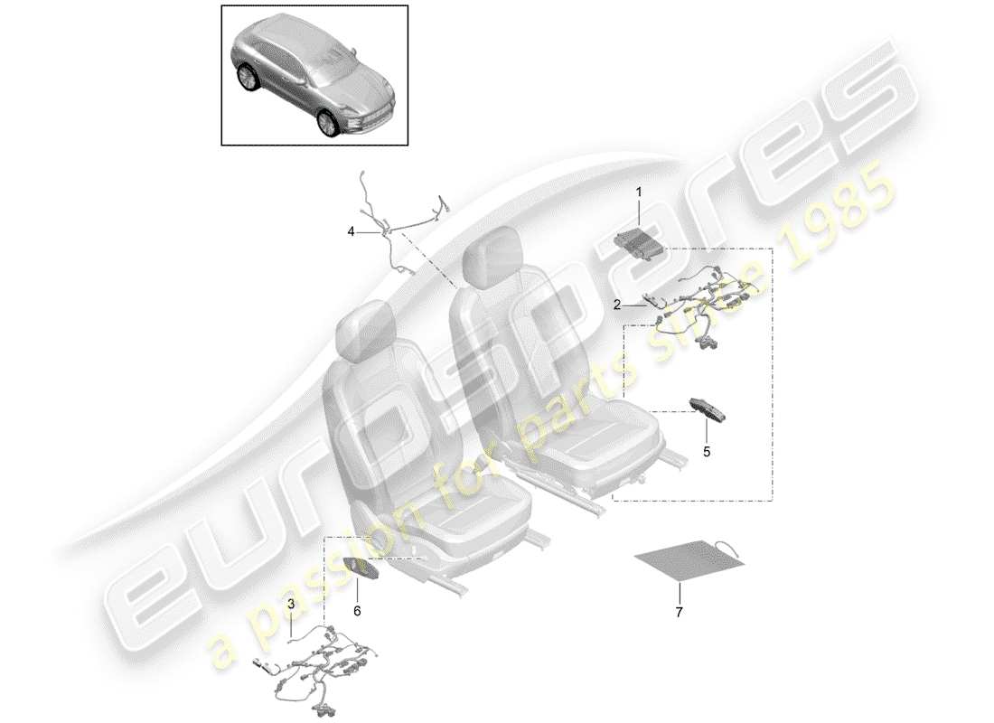 porsche 2019 (macan) elektrik teilediagramm