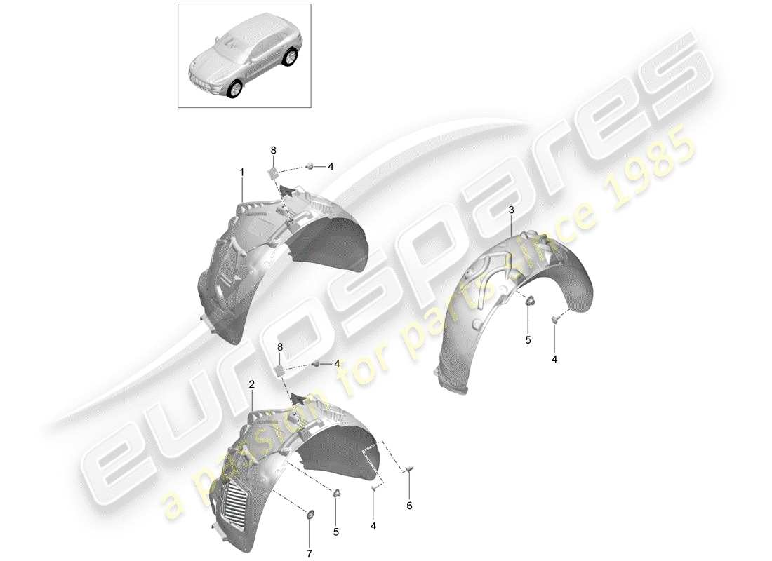 porsche 2018 (macan) lining ersatzteildiagramm