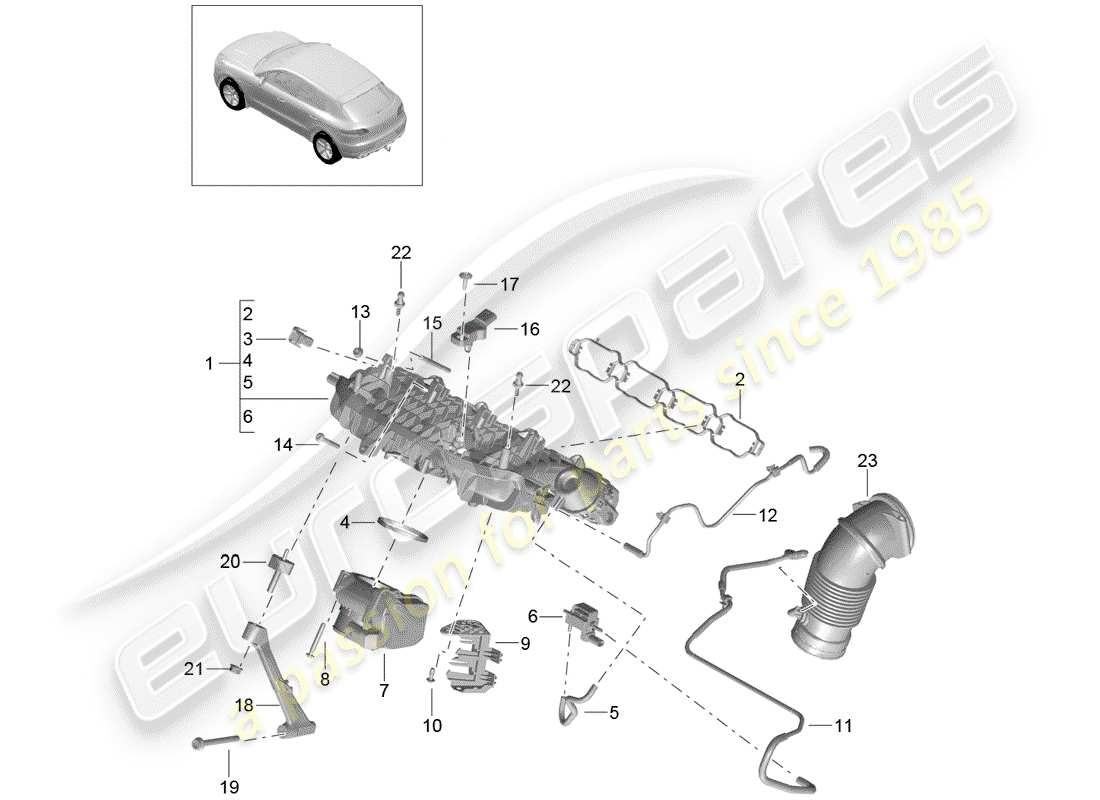porsche 2017 (macan) ansaugkrümmer - teilediagramm