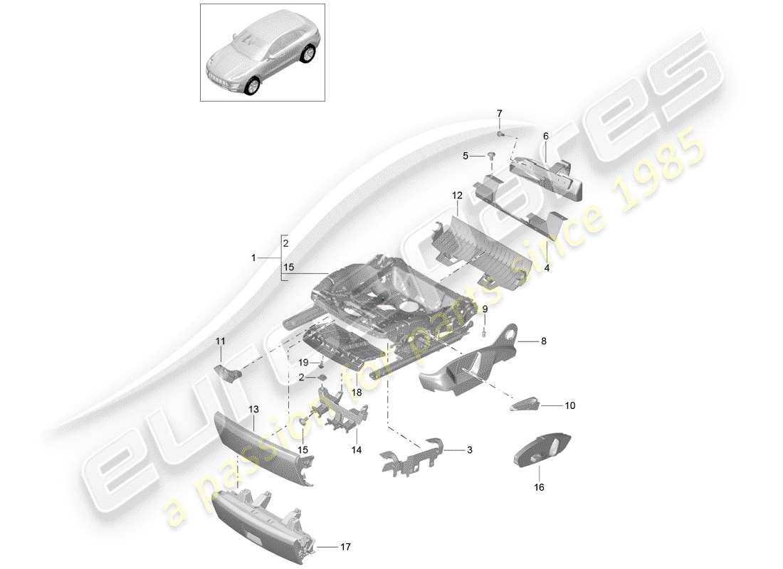 porsche 2017 (macan) sitzrahmen teilediagramm