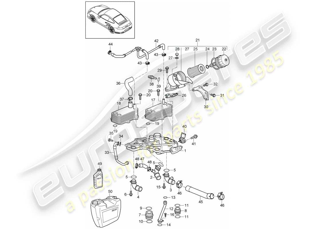 porsche 2011 (997-2 turbo / gt2 rs) ölfilter ersatzteildiagramm