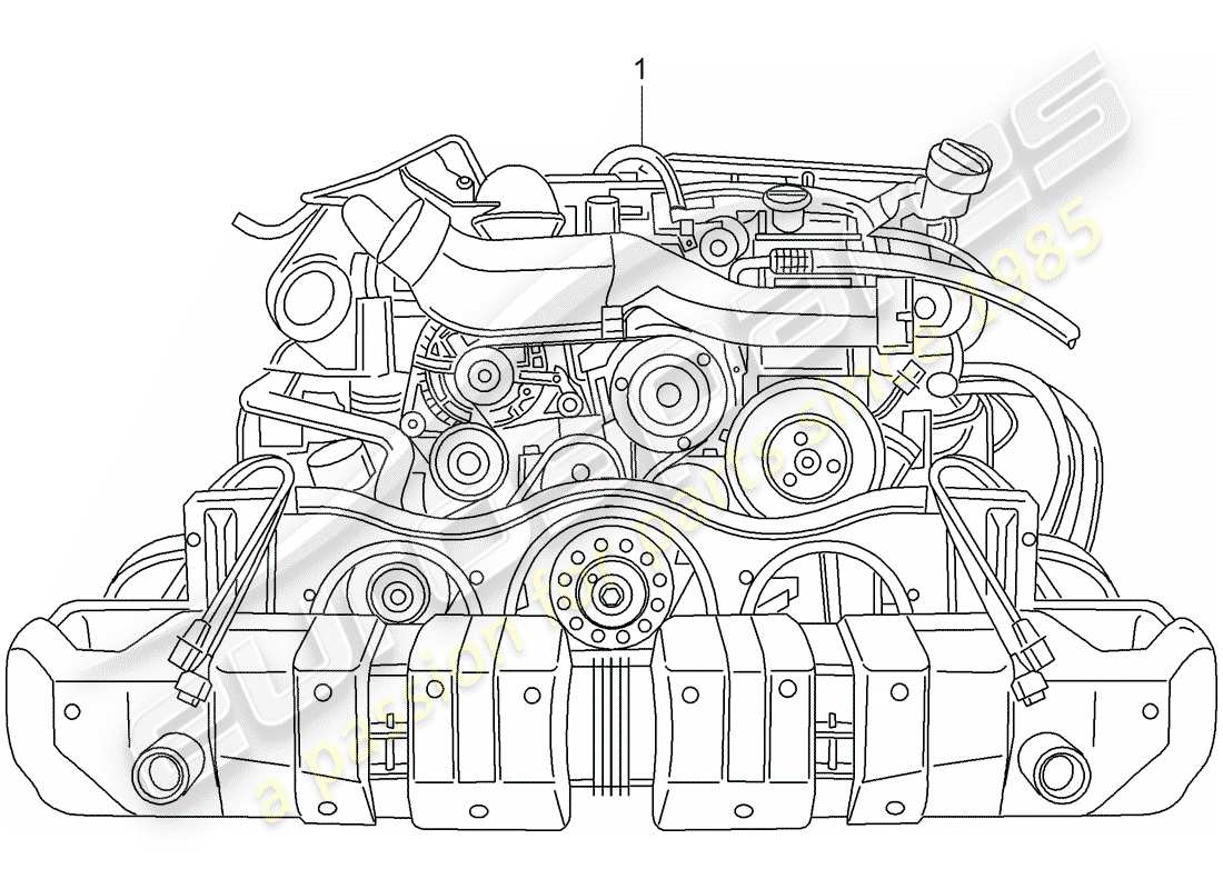 porsche 2009 997-2 turbo / gt2 ersatzteildiagramm für den motorersatz