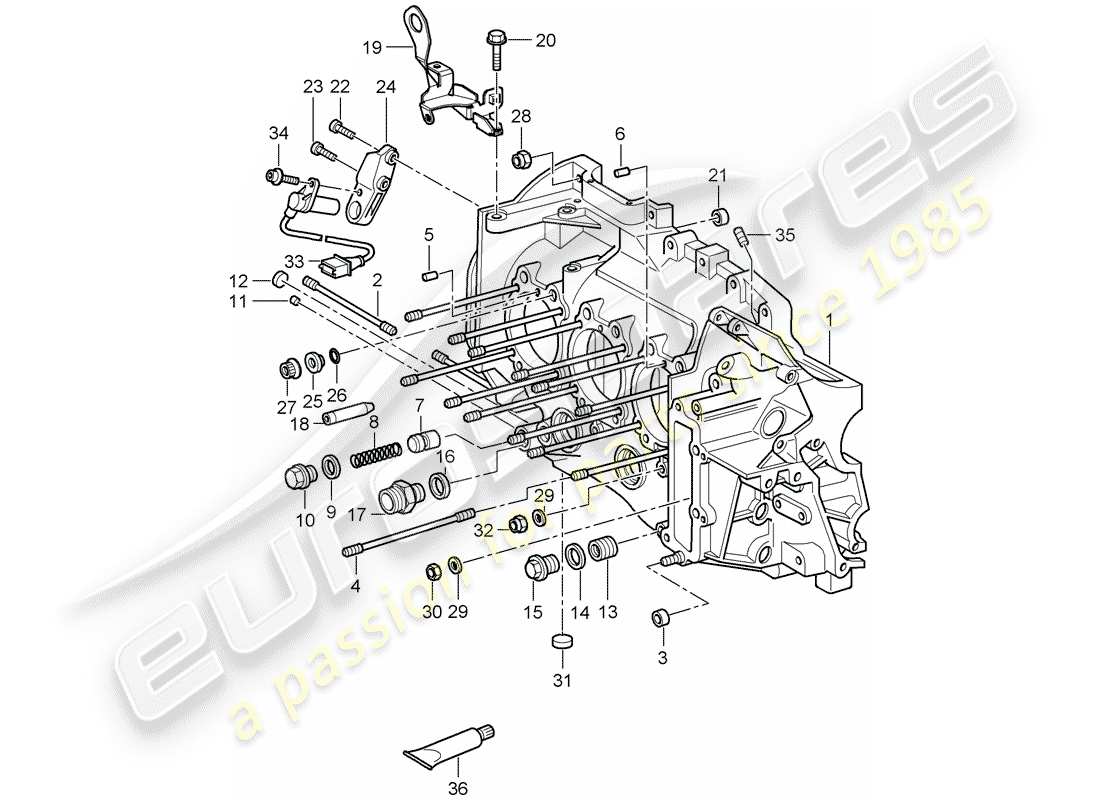 porsche 2010 (997-2 gt3) kurbelgehäuse-teilediagramm