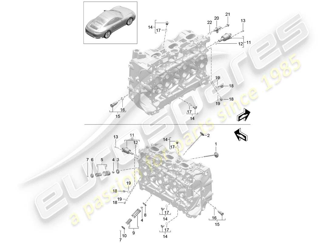 porsche 2018 (991-2) zylinderkopf teilediagramm