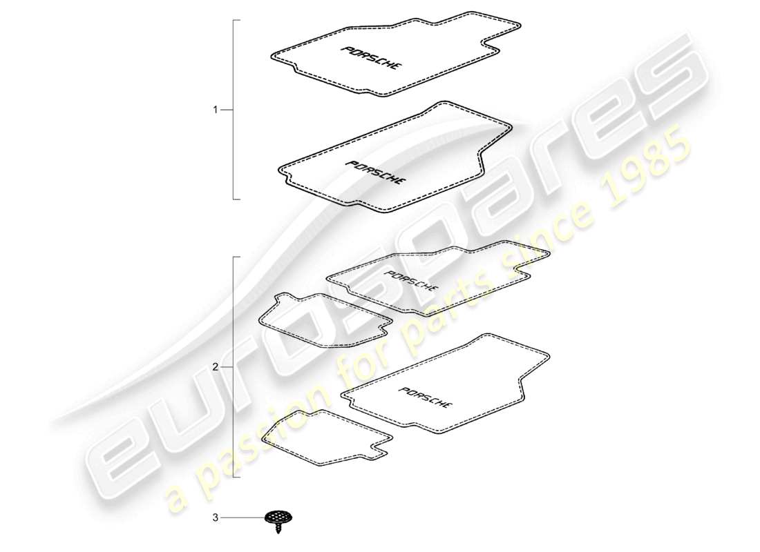 porsche 1998 (986 boxster) bodenmatte 97-04 98-05 teilediagramm