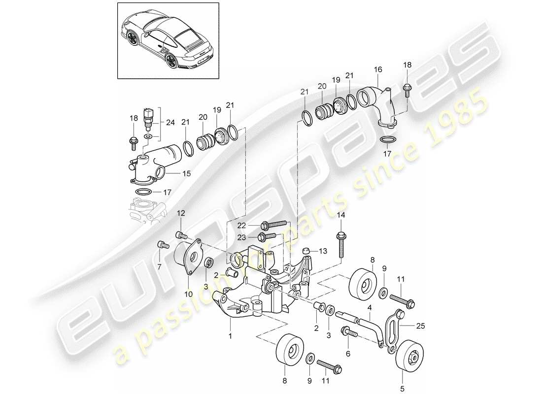 porsche 2012 (997-2 turbo / gt2 rs) riemenspanner ersatzteildiagramm