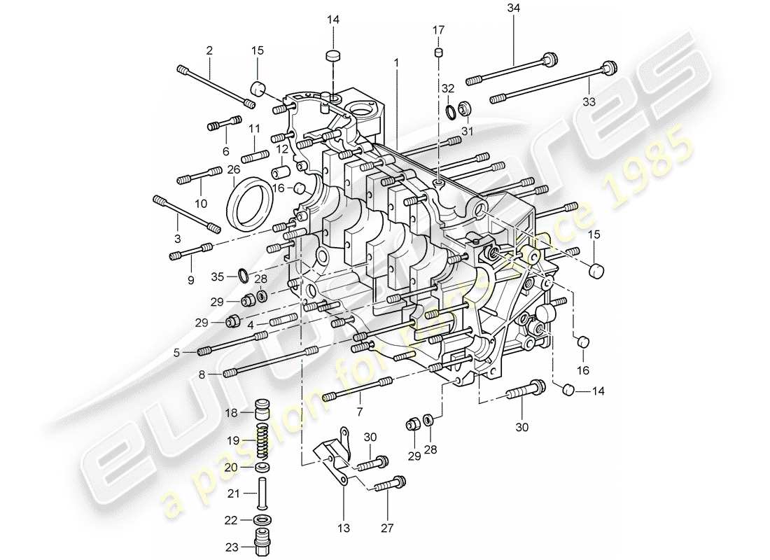 porsche 2007 (997-1 turbo / gt2) kurbelgehäuse-teilediagramm