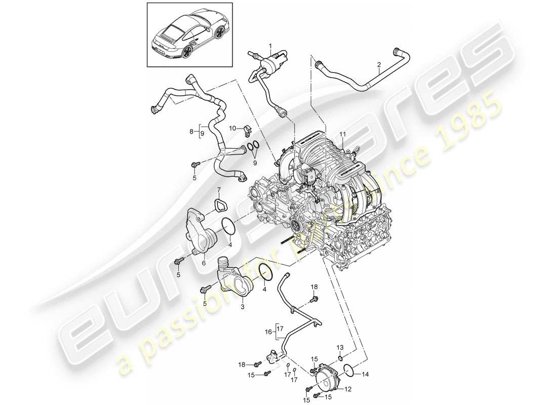 porsche 2013 (997-2 turbo / gt2 rs) kurbelgehäuse-teilediagramm