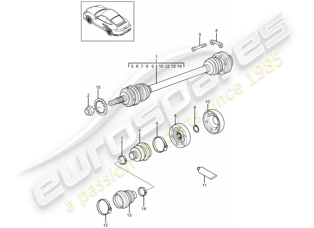 porsche 2013 (997-2 turbo / gt2 rs) antriebswelle teilediagramm