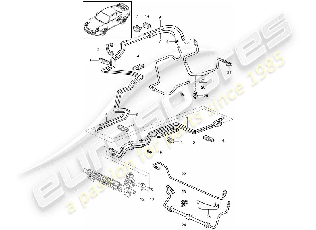 porsche 2011 (997-2 turbo / gt2 rs) servolenkung - teilediagramm
