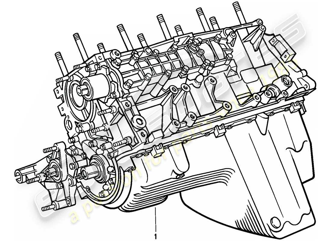 porsche 944 (1987) ersatzmotor - kurzmotor - kurbelgehäuse teilediagramm