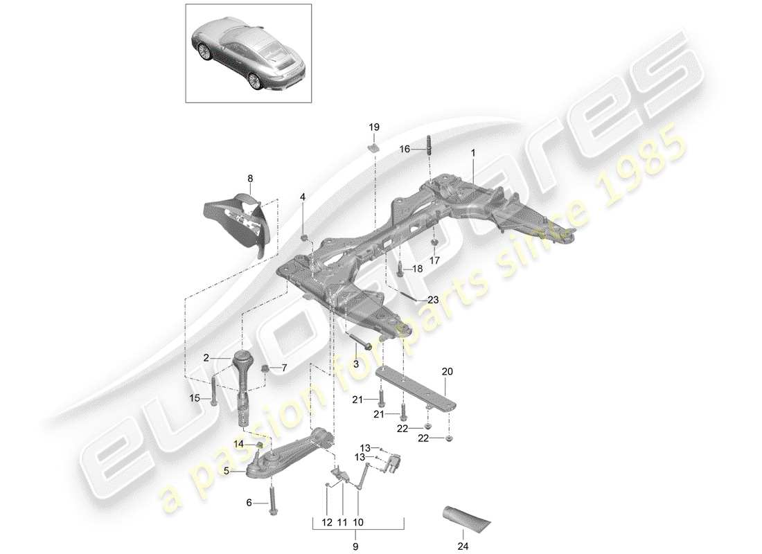 porsche 2020 (991-2) quertraeger ersatzteildiagramm