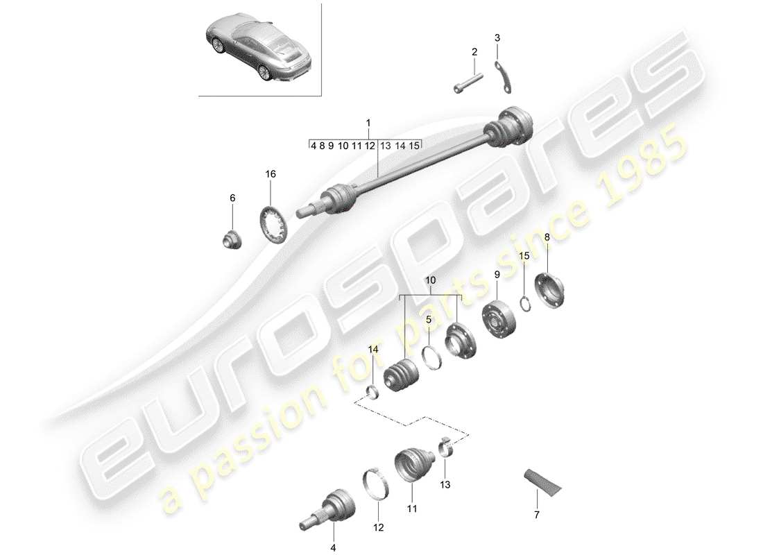porsche 2020 (991-2) antriebswelle teilediagramm