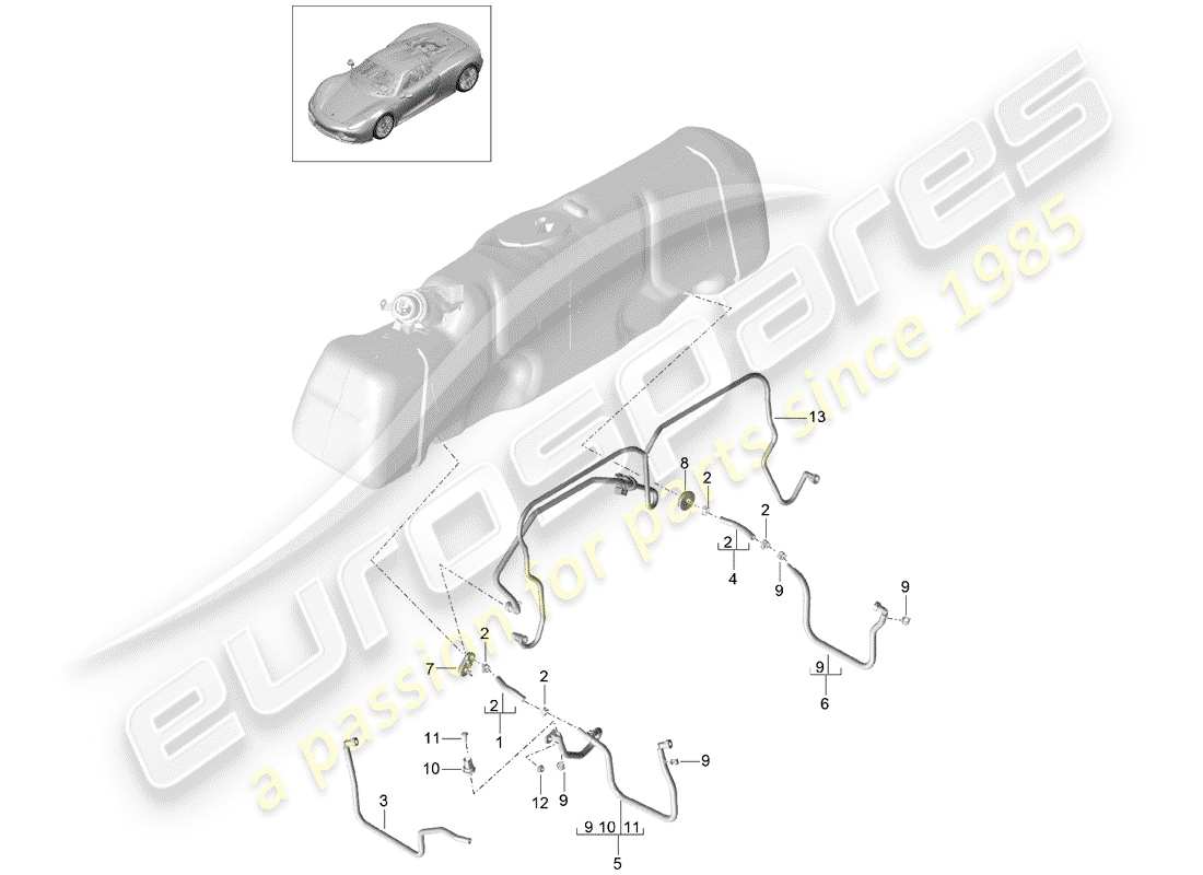 porsche 2015 (918 spyder) kraftstoffsystem teilediagramm