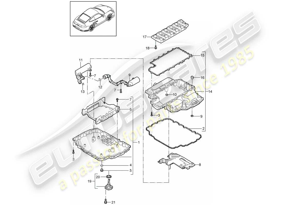 porsche 2011 (997-2 turbo / gt2 rs) ölwanne - ersatzteildiagramm