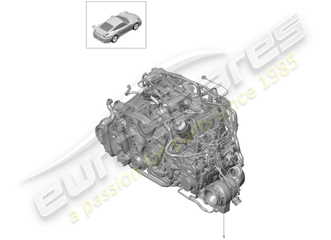 porsche 2014 (991-1 turbo) ersatzteildiagramm für den motorersatz
