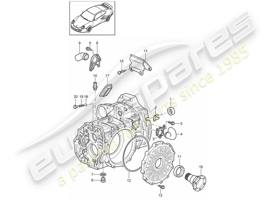 porsche 2011 (997-2 turbo / gt2 rs) getriebegehäuse - teilediagramm