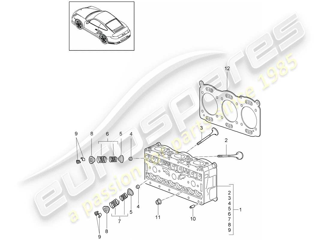 porsche 2011 (997-2 turbo / gt2 rs) zylinderkopf teilediagramm