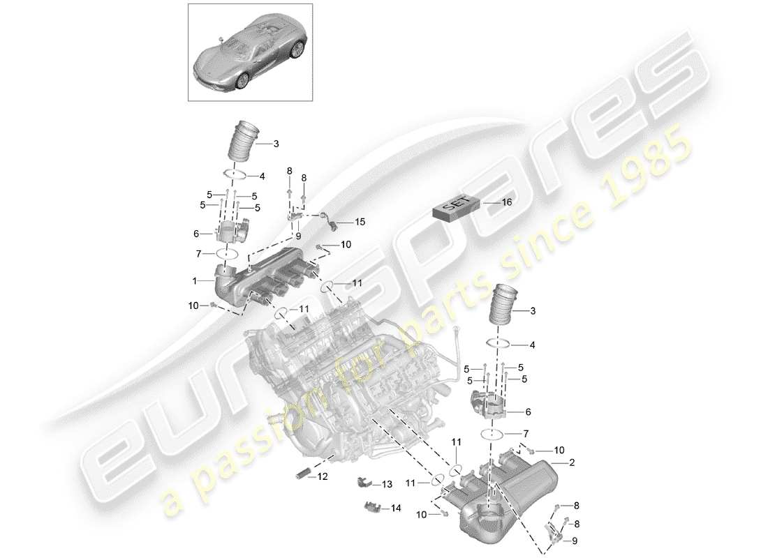 porsche 2015 (918 spyder) ansaugluftverteiler teilediagramm