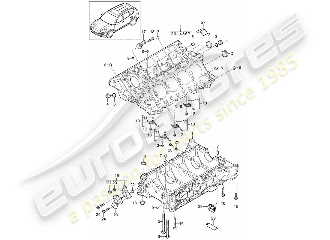 porsche 2012 (cayenne e2 92a) kurbelgehäuse-teilediagramm