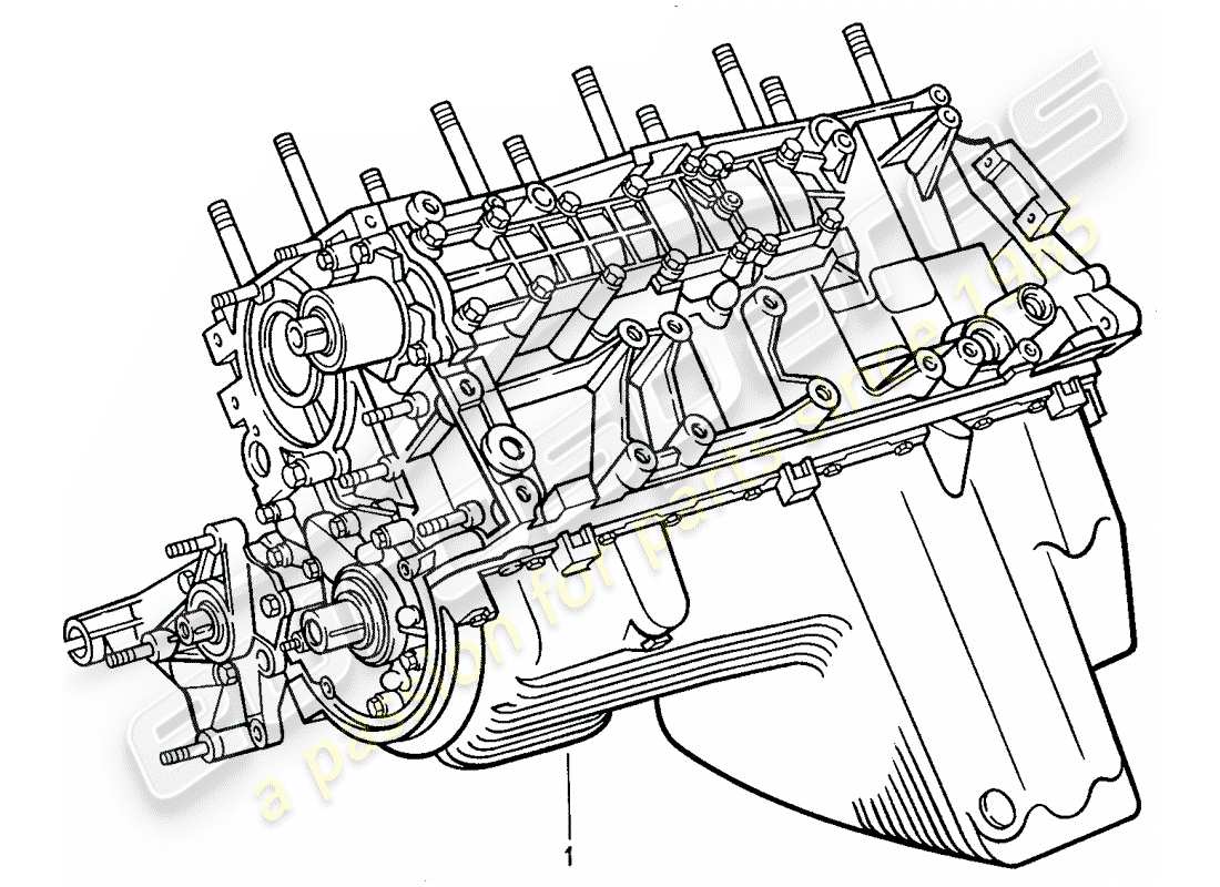 porsche 1991 (944) kurzmotor - kurbelgehäuse teilediagramm
