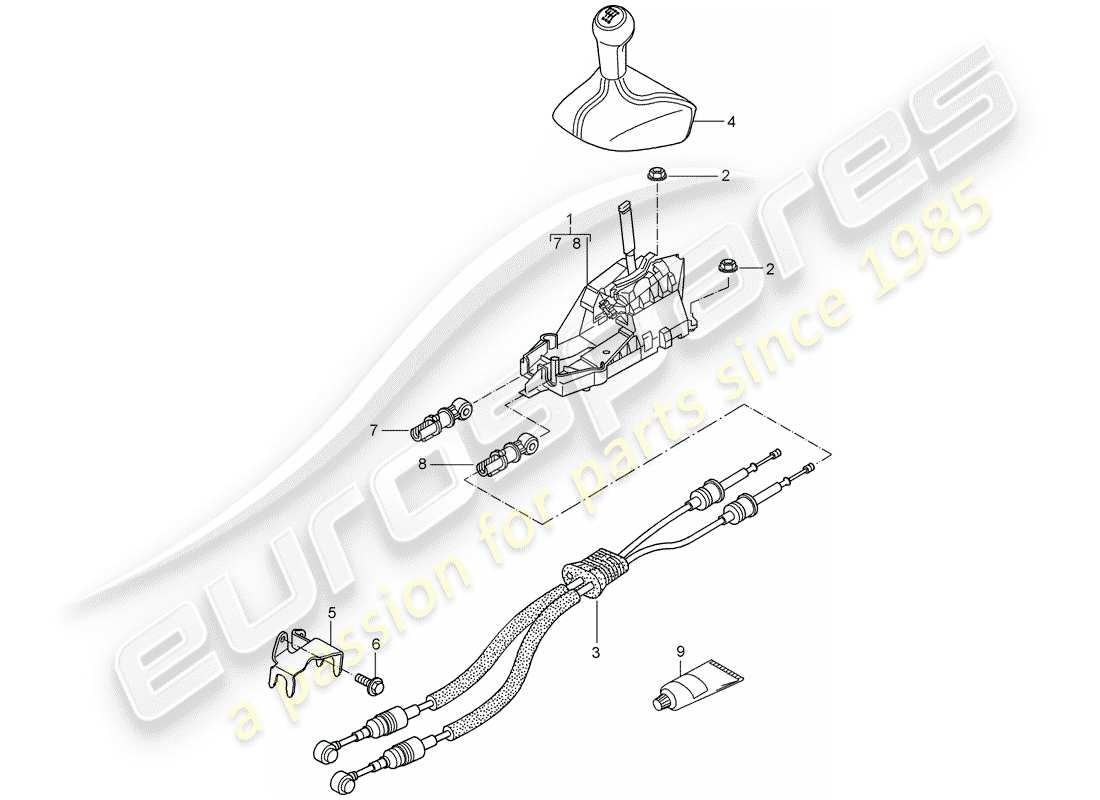 porsche 2010 (997-2 gt3) getriebesteuerung - teilediagramm