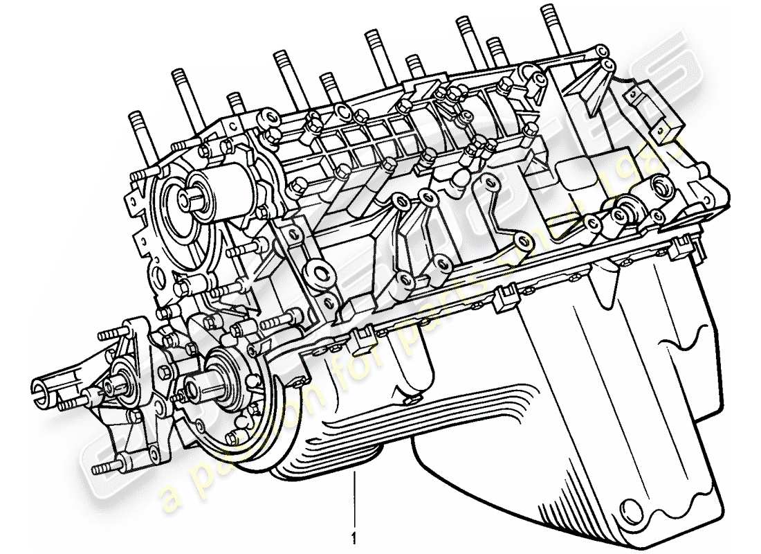 porsche 1994 (968) kurzmotor - kurbelgehäuse teilediagramm
