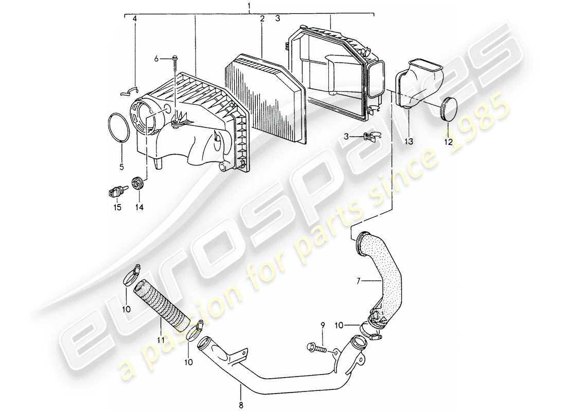 porsche 1995 (993) luftfilter - teilediagramm