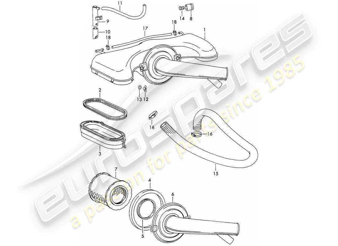 porsche 1968 (911/912) luftfiltersystem - für - - weber - - vergaser ersatzteildiagramm