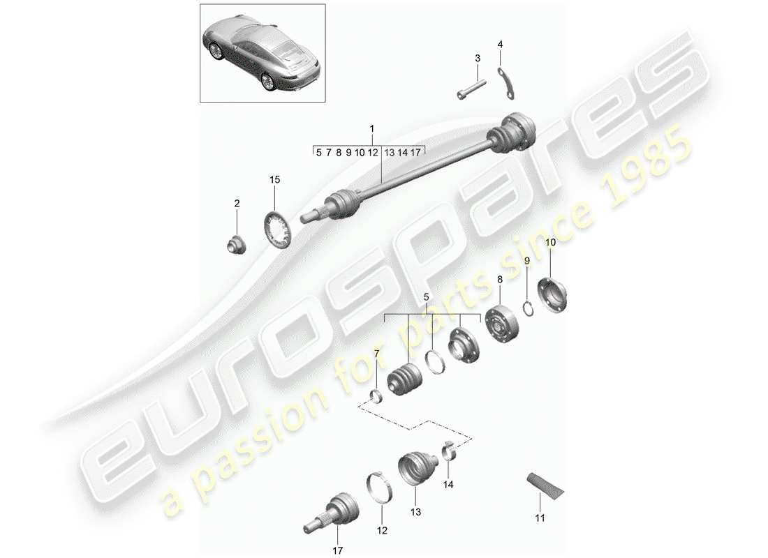 porsche 2015 (991-1) antriebswelle teilediagramm