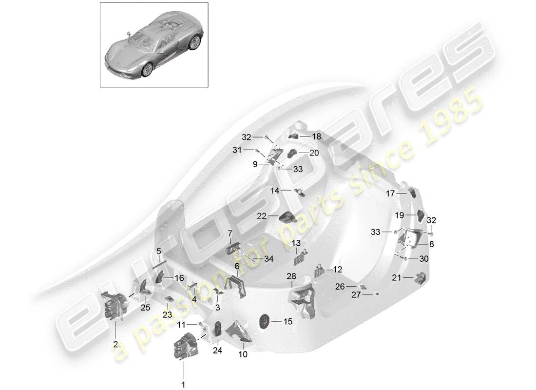 porsche 2015 (918 spyder) spezielles reparaturkonzept ersatzteildiagramm