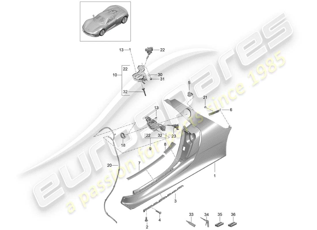 porsche 918 spyder (2015) sill-ersatzteildiagramm