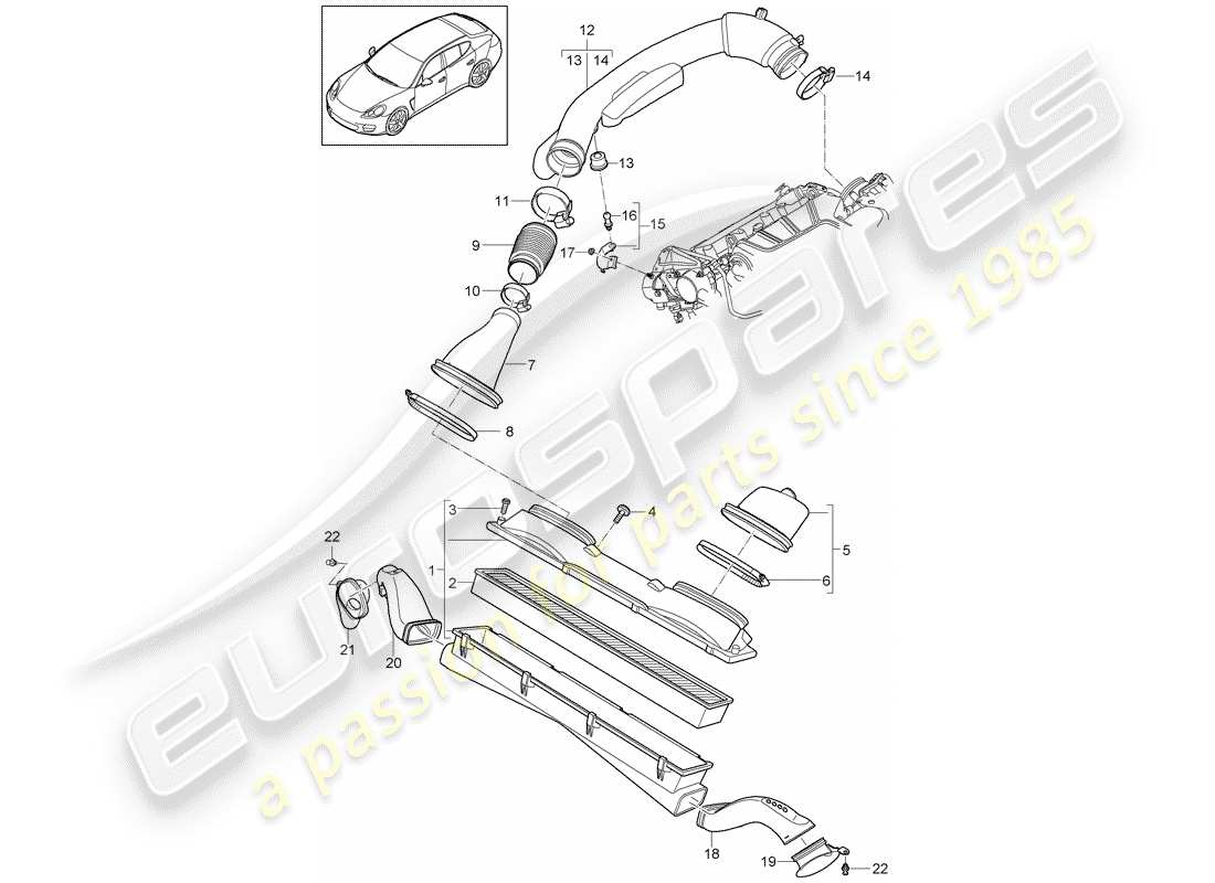 porsche 2012 (panamera 970) luftfiltersystem teilediagramm