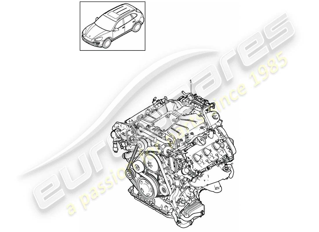 porsche 2012 (cayenne e2 92a) ersatzteildiagramm für den motorersatz