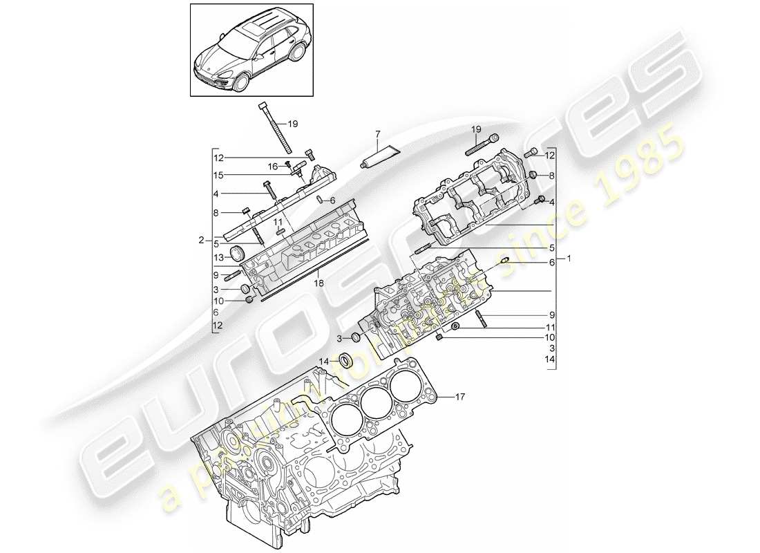 porsche 2012 (cayenne e2 92a) zylinderkopf teilediagramm