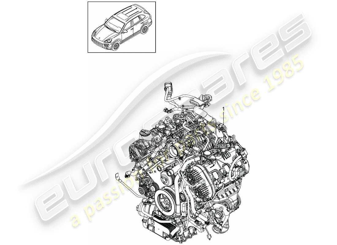 porsche 2014 (cayenne e2 92a) ersatzteildiagramm für den motorersatz