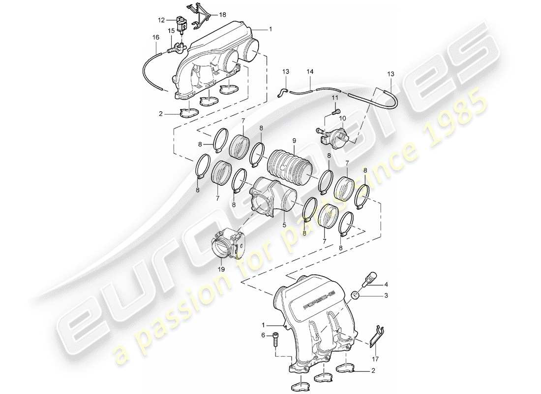 porsche 2006 (997-1) ansaugluftverteiler teilediagramm