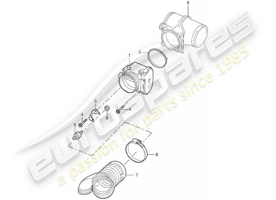porsche 2006 (997-1) drosselklappengehäuse - teilediagramm