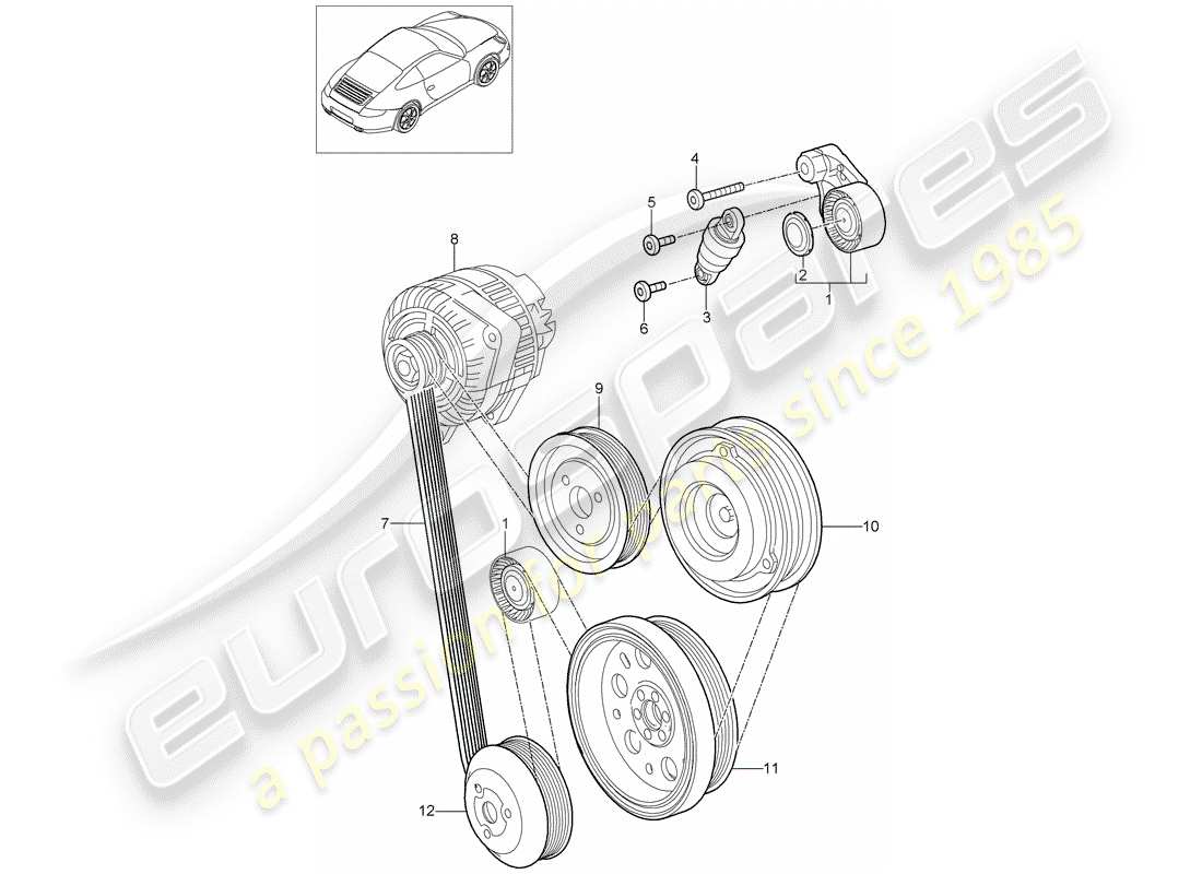 porsche 2012 (997-2) riemenspanner ersatzteildiagramm