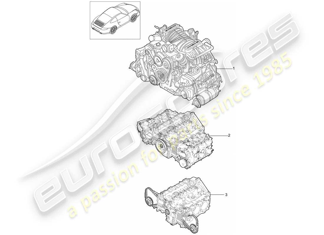 porsche 2012 (997-2) ersatzteildiagramm für den motorersatz
