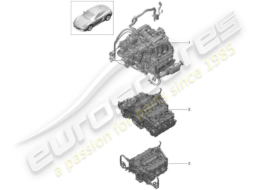porsche 2016 (981 cayman) ersatzteildiagramm für den motorersatz