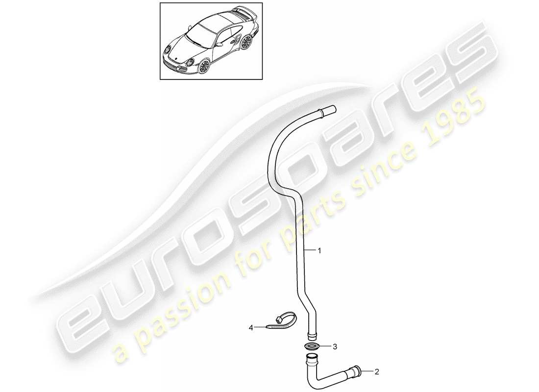 porsche 2011 (997-2 turbo / gt2 rs) wasserablaufrohr ersatzteildiagramm