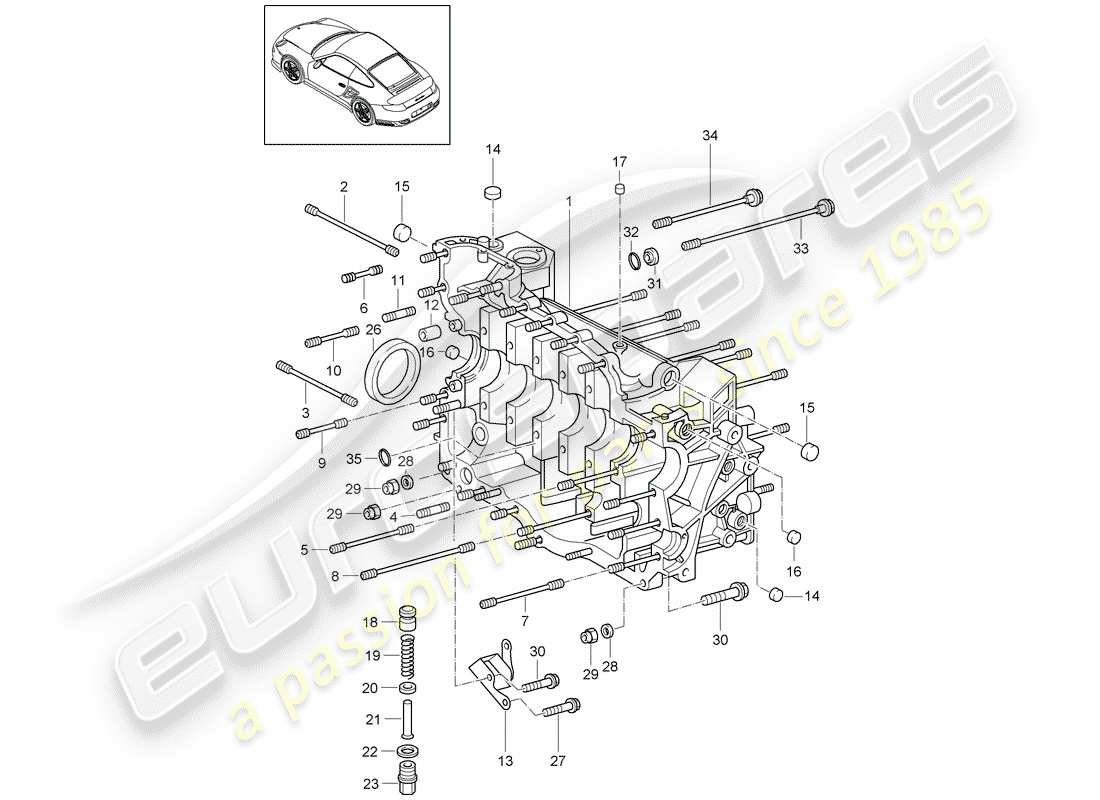 porsche 2013 (997-2 turbo / gt2 rs) kurbelgehäuse-teilediagramm